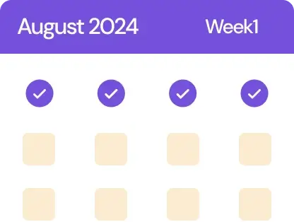 A simple vector drawing of a calendar on August 2024, Week 1 with 4 checklists